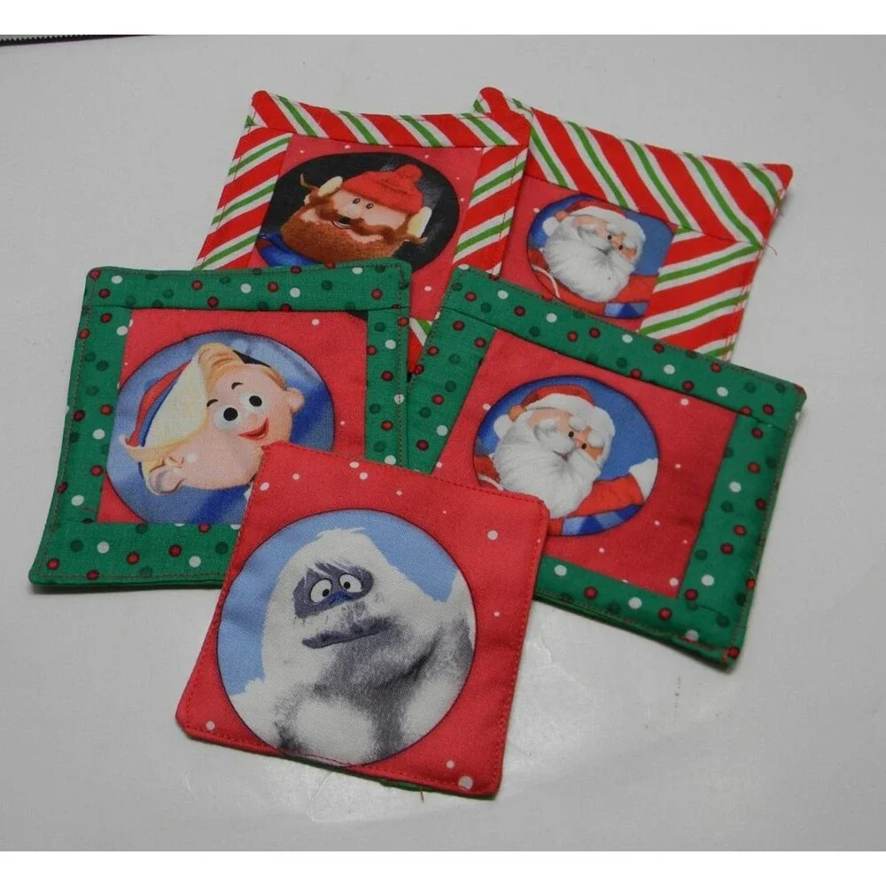 Handmade Vintage Coasters Hot Mats Characters from Rudolph Set of 5 Christmas